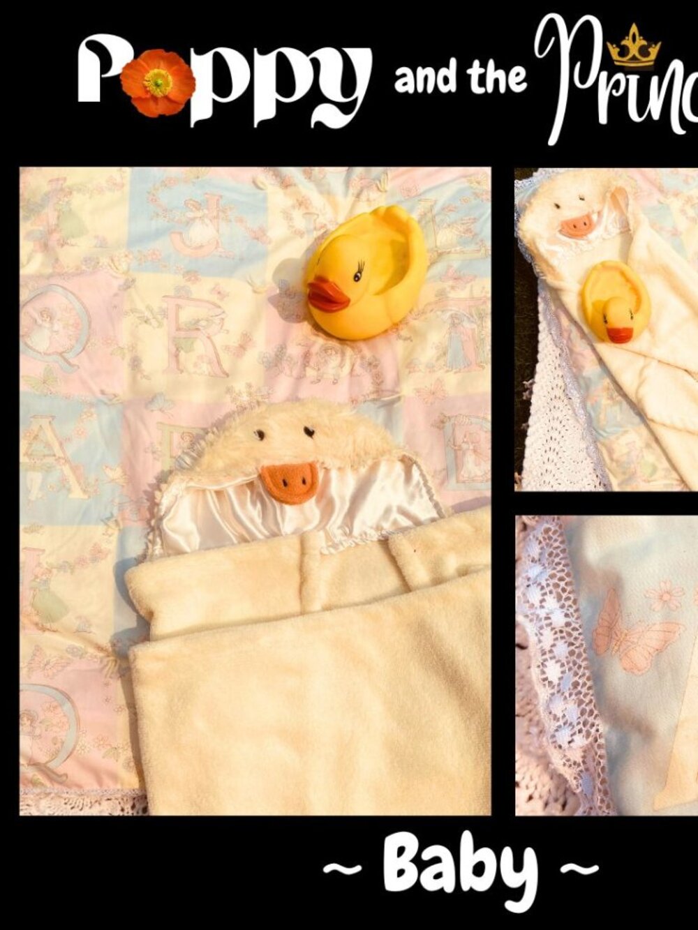 Vintage Alphabet Nursery Quilt/Duck Bath Set (Great Gift!) - By Poppy & Princess
